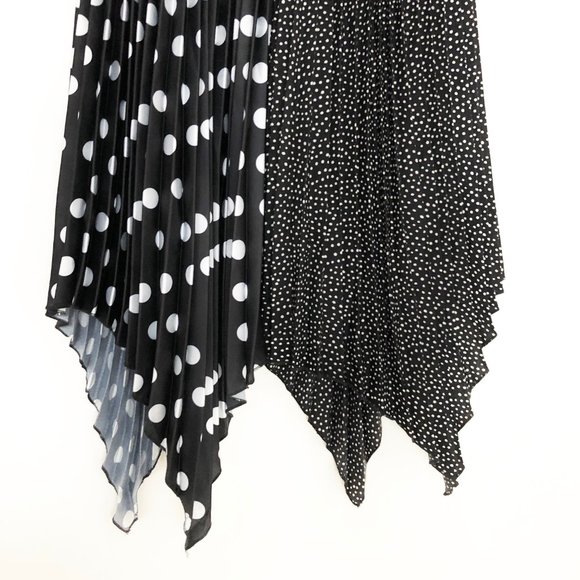 Parisian Black & White Polkadot Pleated Midi Skirt - Picture 5 of 7